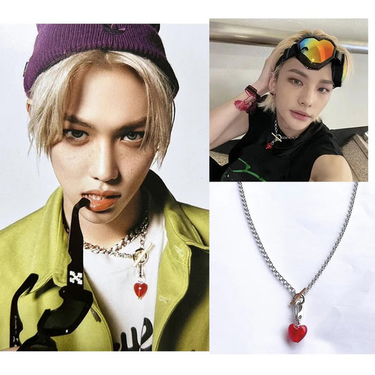 Stray Kids Felix & Hyunjin Style Heart Pendant Necklace