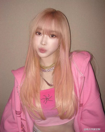 aespa Style Pink Logo Hoodie