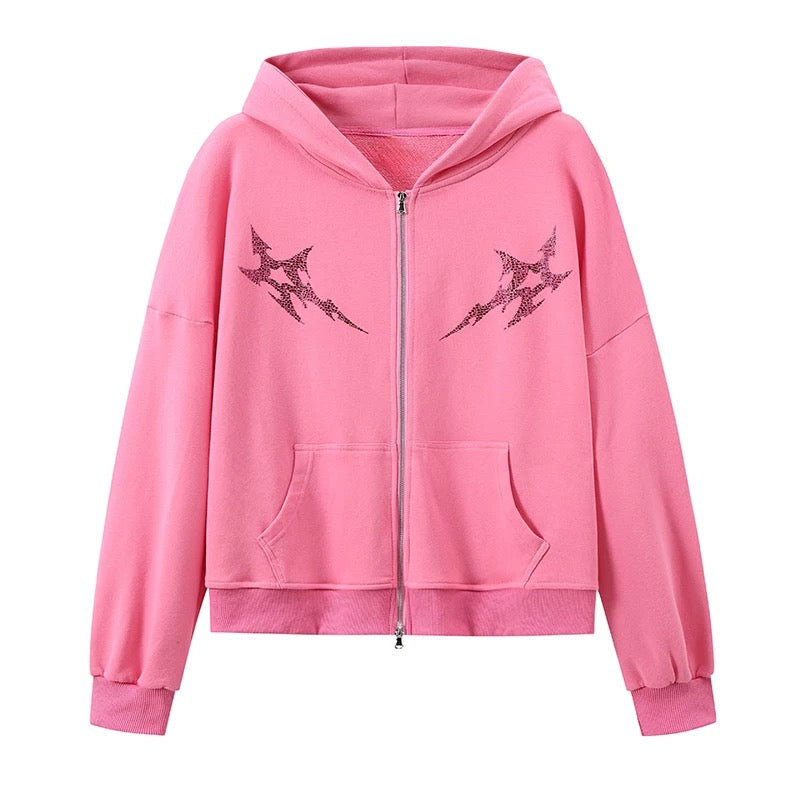 aespa Style Pink Logo Hoodie