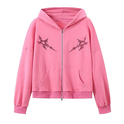 aespa Style Pink Logo Hoodie