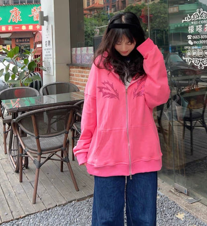 aespa Style Pink Logo Hoodie