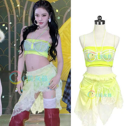 aespa NINGNING Style Lemonade Top and Skirt