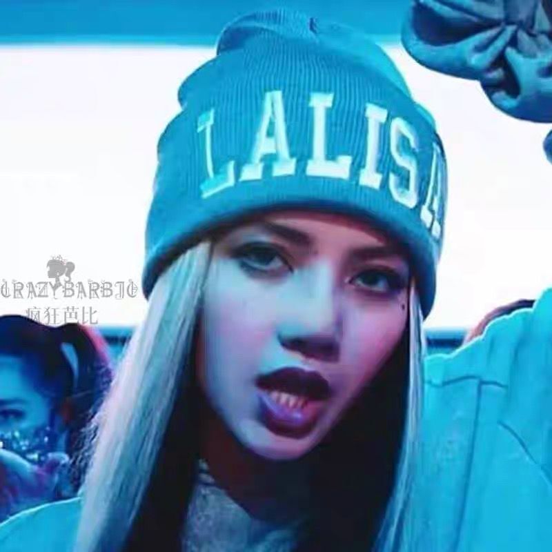 BlackPink LISA Letter Embroidery Gray Knitted Beanie